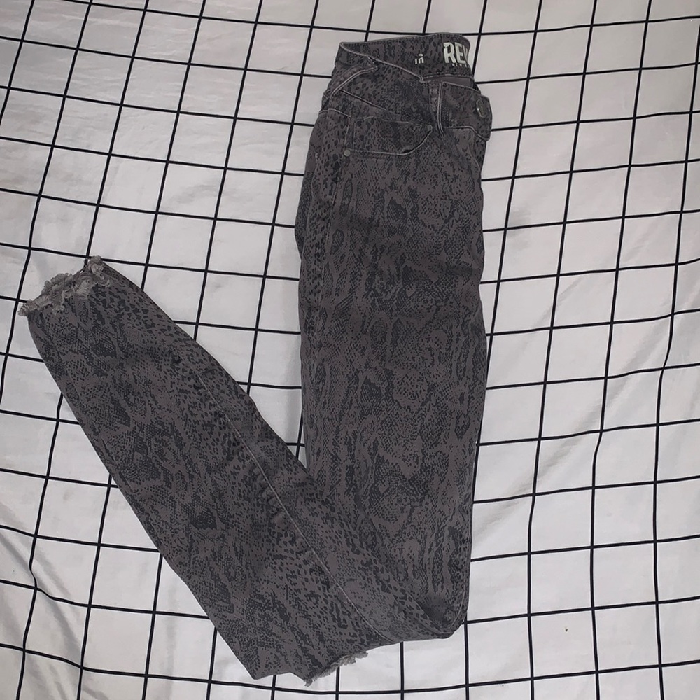 grey snake print jeans